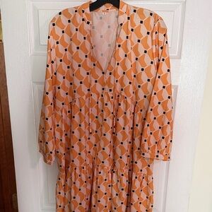 SHEIN Orange and Black Long Sleeve Dress